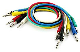 Audibax Basic Color Cavo Patch Jack Stereo a Jack Stereo - Confezione da 6 unità - Rivestimento in PVC - Isolamento Massimo - Lunghezza 0,6 metri - Variocolor