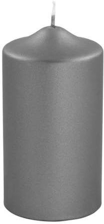 Fink Candle Stumpenkerze Metallic aus Paraffin in der Farbe Grau, Maße: 8cm x 8cm x 15cm, 123742