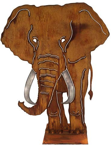Elefant 150cm Afrika Safari Rost Edelrost Metall Tier + Original Pflegeanleitung von Steinfigurenwelt