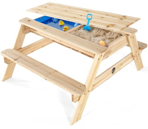 Plum Surfside 3-in-1 Kindersitzgruppe I Sand und Wasser Spieltisch I Kindertisch aus Holz I Outdoor Sandkasten und Wassertisch