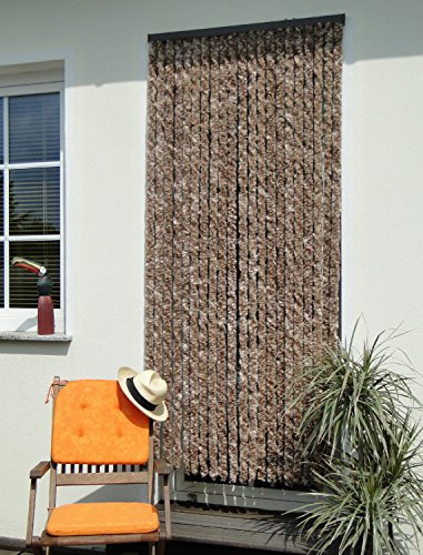 Tenda da porta in ciniglia, 90 x 200 cm, colore: marrone/beige