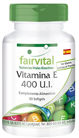 Fairvital | Vitamine E 400 U.I. (D-Alpha Tocophérol) - 90 softgels - antioxydant classique