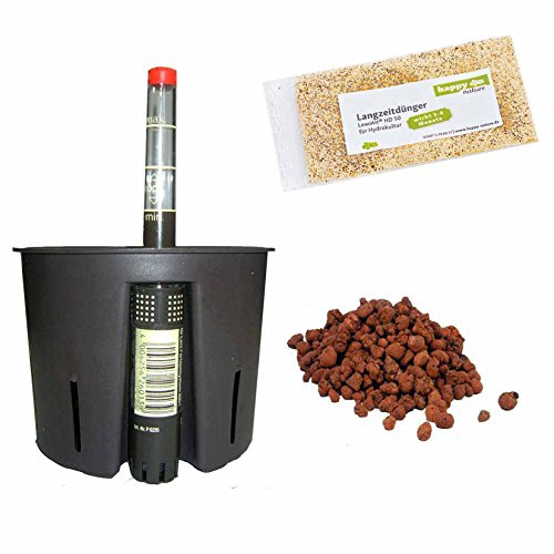 Set 4 teilig für Hydrokultur Kulturtopf 13/12 Ø 13 cm H 12 cm Wasserstandsanzeiger Blähton Dünger HD50