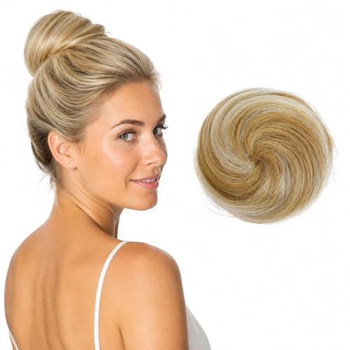 CAISHA 100% ECHTHAAR Haarteil Haarknoten DUTT Blond Mix H311a