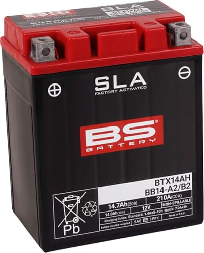 BS Battery 300758 BTX14AH AGM SLA Motorrad Batterie, Schwarz