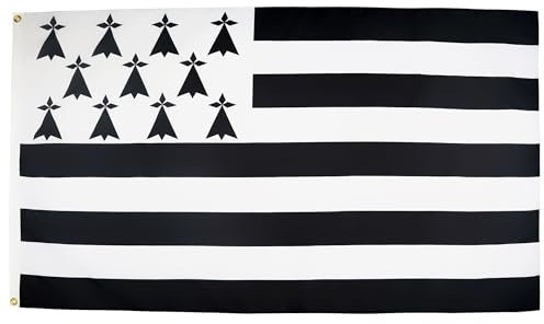 AZ FLAG - Drapeau Bretagne - 90x60 cm - Polyester léger - Drapeau Breton - France Avec Oeillets Métalliques Intégrés - 40g