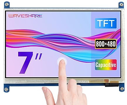 Waveshare 7inch Capacitive Touch Display (B) 800×480 Resolution HDMI Connectivity Low Power Consumption for Raspberry Pi/PC