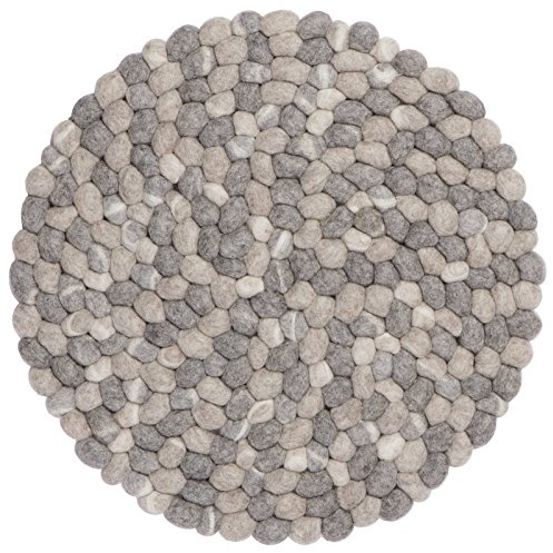 myfelt Ernie Sitzauflage, Wolle, Kieselsteinoptik Grau, Ø 36 cm