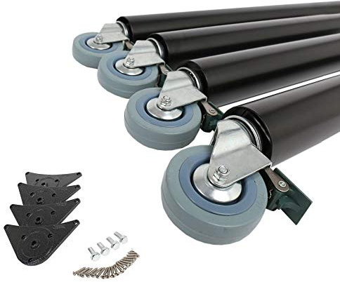 4er Set Tischbeine Tischfüße Möbelbeine 870mm ø 60mm auf Rollen mit Bremsen verschiedene Farben (Schwarz)