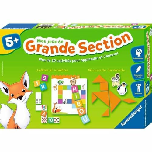 Ravensburger - Jeu Educatif - Mes Jeux de Grande Section - Coffret Complet éducatif - 20 activités Programme 3e année Maternelle - A partir de 5 Ans - 24524
