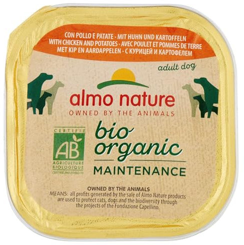 almo nature Bio Organic Maintenance Nassfutter für Hunde mit Huhn und Kartoffel, 9er Pack (9 x 300 g)
