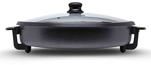 SOGO Sartén Paellera Eléctrica Antiadherente 40CM - Multicazuela con Termostato Ajustable 240ºC - Plancha Eléctrica para Cocinar sin Esfuerzo - Sartén con Tapa de Cristal para Cocción