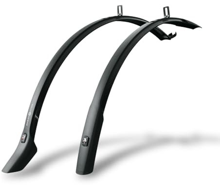 SKS Germany VELO 42 URBAN 28 set di parafanghi, parafanghi per bici (accessori con fissaggio universale, protezione ottimale dagli schizzi, plastica ad alte prestazioni, per tutte superfici), nero