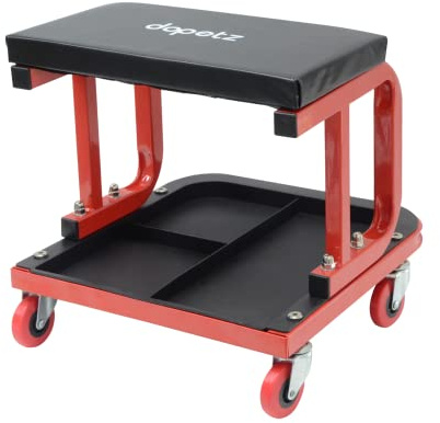Dapetz® Carrello da Meccanico, con Seduta Imbottita e rotelle, Accessorio da Officina