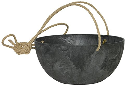 Artstone Pflanzgefäß Blumenampel Fiona, frostbeständig und leichtgewichtig, Schwarz, 31x15cm