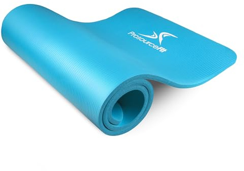 ProsourceFit Extra Thick Yoga and Pilates Mat 1/2 (13mm) 71-inch Long High Density Exercise Mat with Comfort Foam and Carrying Strap, Aqua
