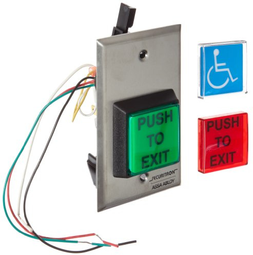 Securitron Square Emergency Exit Button, Single Gang, 2 Length, 2 Width