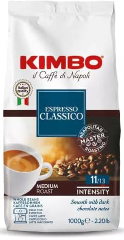 3x Kimbo Espresso Classico Kaffeebohnen Mittlere Röstung Ganze Kaffeebohnen, mittlere Röstung, 1kg Beutel Kaffee von Neapel