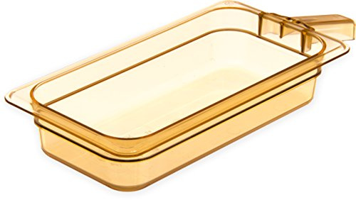 Carlisle FoodService Products 30860H13 StorPlus High Heat Food Pan with 1 Handle, 2.5 Deep, Third Size, Amber