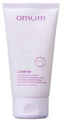OMUM - L'Intime - Soin gel d'hygiène intime sans savon - Hydratant et apaisant, pour un microbiote sain - Enrichi en prébiotiques, biologique et vegan - Compatible grossesse et allaitement - 150 ml