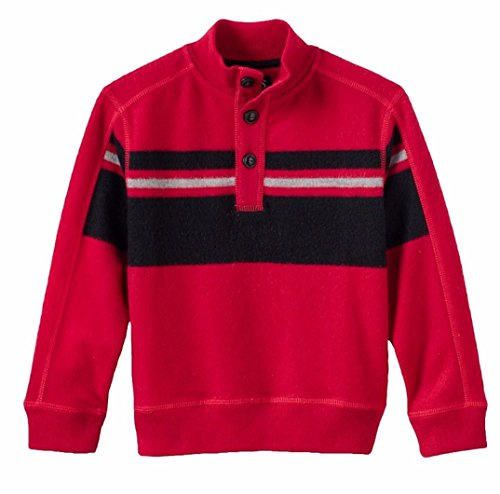Chaps Little Boys' 3 Button Mock Neck Fleece Pullover, Chaps Red (2T, Chaps Red)