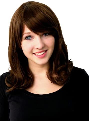 Prettyland Damen Mittellange Perücke 40cm Sanfte leicht lockig welle Locken Kaffee Braun Hitzefeste brown Wig C827