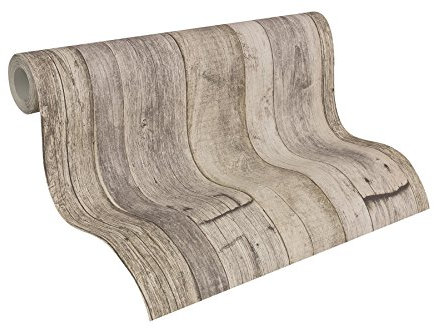 A.S. Création Carta Da Parati Effetto Legno Elements Carta da parati tessuto non tessuto 10.05 m x 0.53 m Beige Nero Crema Prodotto in Germania 959312 95931-2