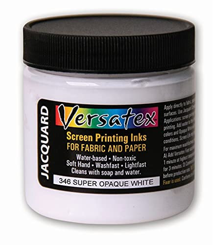 Jacquard Versatex Print Ink by, Semi-Transparent, Water-Based, 4oz Jar, Super Opaque White
