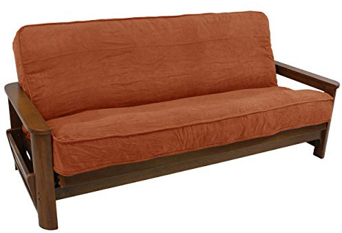 Blazing Needles Solid Microsuede Double Corded 8 to 9 Futon Cover, Full, Spice