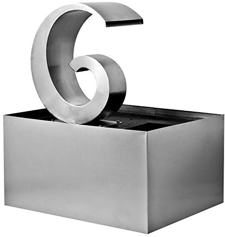 Garten Brunnen Springbrunnen Zimmerbrunnen Fontana LUMACA Edelstahl Wasserfall Kugel Gartenbrunnen Wasserspiel mit Pumpe Multicolor LED 25 x 35 x46cm