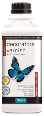 Polyvine Decorators Varnish Gloss, Satin or Dead Flat – Water Resistant Clear Varnish with UV Protection - Seals and Protects Emulsion, Acrylic Paint, Wallpaper, Wood, Furniture, Plaster & Fabric, 1L