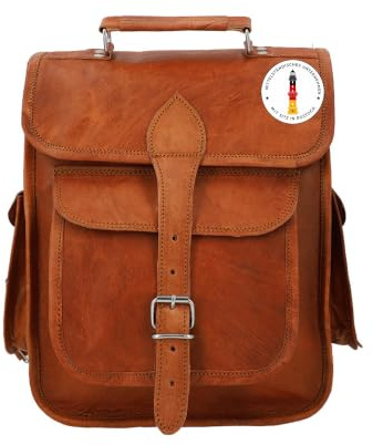 Gusti Rucksack Ledertasche Damen & Lederrucksack Herren – Echtes Ziegenleder, Handgefertigt, Boho Vintage Tasche, Viel Stauraum, Uni Tasche Laptopfach, Vegetabil gegerbt