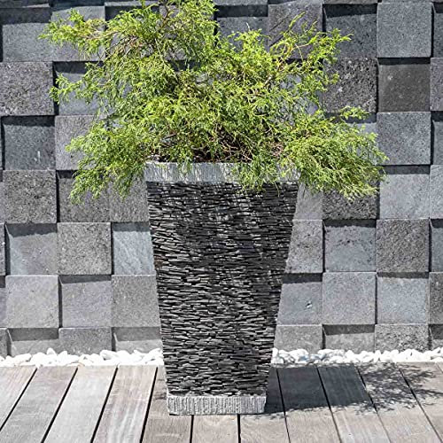 Wanda collection Pot Bac Jardinière Carré Ardoise 80cm Jardin Terrasse Pierre Naturelle