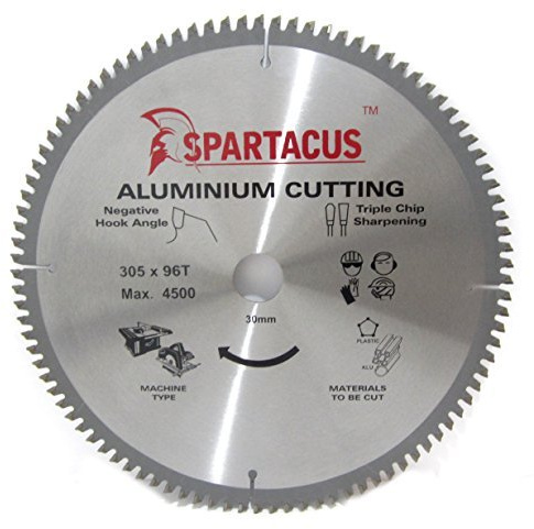 Spartacus 305mm Diameter x 96 Teeth x 30mm Aluminium Cutting Circular Saw Blade Fits Ryobi TSS-305