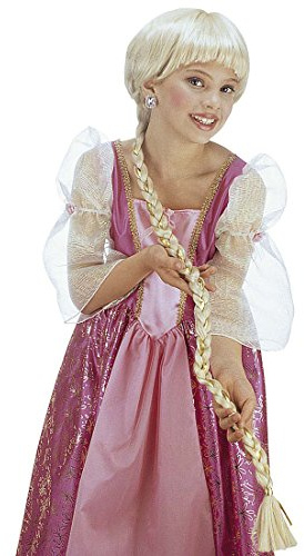NET TOYS Rapunzel Perücke, Lange Zopfperücke für Kinder blond - Prinzessinnen Langhaarperücke, Prinzessin Kinderperücke, Märchen Faschingsperücke mit Zopf für Mädchen