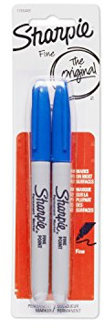 Sharpie Permanent Markers, Fine Point, Blue, 2-Pack (1765449)