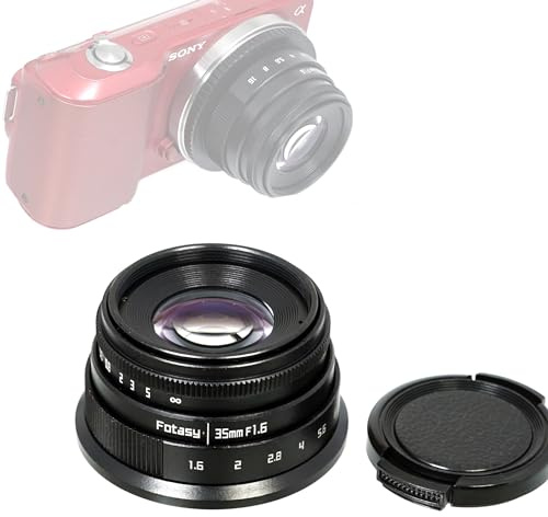 Fotasy 35mm F1.6 Large Aperture Manual Prime Lens APS-C for E-Mount, 35 mm 1.6 Multi Coated Lense, Compatible with Sony E Mount Camera a3000 a3500 a5000 a5100 a6000 a6300 a6400 a6500 a6600 ZV-E10