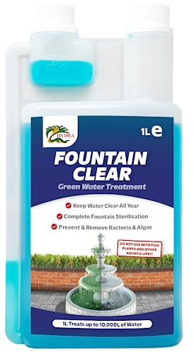 HYDRA Fountain Clear Water Feature Cleaner | 1L Treats 30,000L Highest Dilution Rates - Water Feature Treatment Keeps Water Crystal Clear from Algae, Cleans Water & Biofilm Build-up