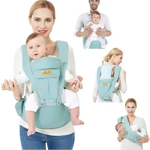 Viedouce Babytrage Ergonomische mit Hüftsitz/Reine Baumwolle Leicht und atmungsaktiv/Multiposition:Dorsal, Ventral, Einstellbar für Neugeborene und Kleinkinder von 3-48 Monate (3,5 bis 20 kg)