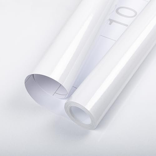 Hode Papier Adhesif pour Meuble Blanc Paillettes Brillant 30cmx3m, Papier Peint Rouleau Film Revetement Vinyle Autocollant Adhesif Meuble, Cuisine Plan de Travail Salle De Bain Murs