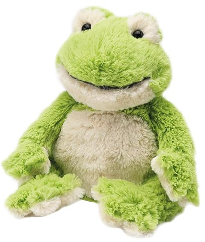 Warmies Plüsch Frosch Mikrowellen-Wärmekissen duftend mit französischem Lavendel, beschwertes Plüschtier geeignet für alle Altersgruppen, im Gefrierschrank für kühlende Linderung, beschwerter Frosch