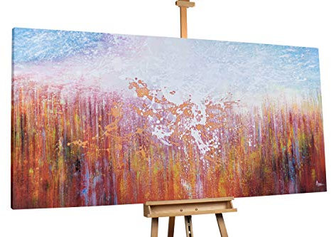 KunstLoft® XXL Gemälde 'Red Rising' 200x100cm | original handgemalte Bilder | Abstrakt Linien Rot Blau | Leinwand-Bild Ölgemälde einteilig groß | Modernes Kunst Ölbild