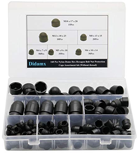 Didamx 160 Pcs Nylon Dome Hex Hexagon Bolt Nut Protection Caps Cover Hexagon Screws Waterproof Cover