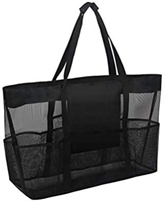BESPORTBLE Praktische Strandnetz-tasche Schwarz Aufbewahrung Für Kleidung Spielzeug Und Badezimmerbedarf Leicht Atmungsaktiv Und Sandabweisend Für Strand Schwimmbad Und Reisen