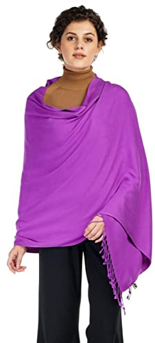 ALLEN & MATE 100% Viscose Ladies Shawl Scarf Wrap Stole – Soft Lightweight Large Size 78 x 27 in (200 x 70 cm) – Elegant Pashmina for Travel, Evening, Wedding & Gifting (Purple)