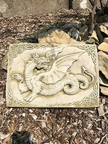 Keltischer walisischer Drache, Statue aus wiederaufbereitetem Stein, Beton, Gartendekoration