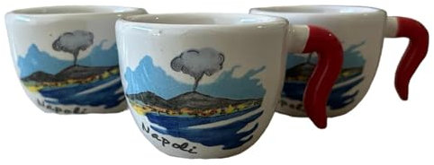 Tazzine da caffè particolari con manico cornetto confezione da 3 pezzi