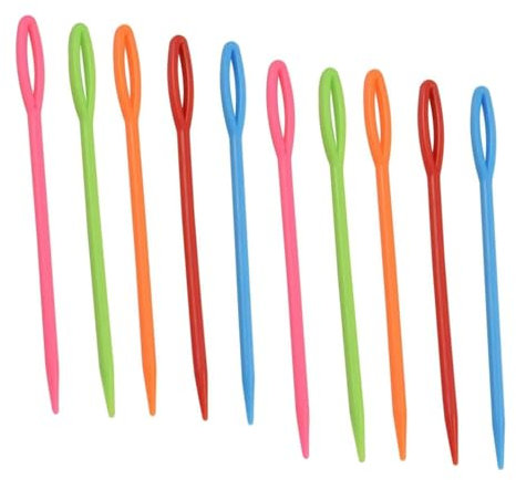 ZHjuju Agujas de Coser de Plástico - 100 Piezas Coloridas Agujas para Lana, Bordado y Costura a Mano - Juego de Agujas para Bricolaje y Niños