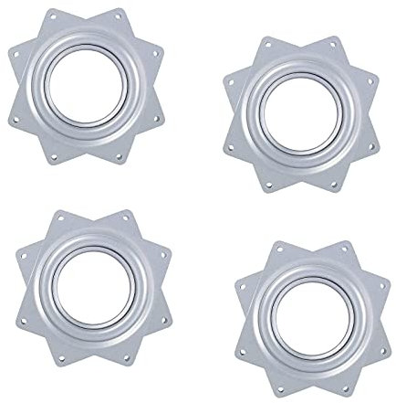 4 Pezzi Piastra Girevole, Cuscinetti Rotanti, Completamente Zincato, Cuscinetti a Sfera Portanti, per Espositori, Giradischi, Armadi TV, Scarpiere Rotanti, Seggiolini Auto, ecc(Argento)