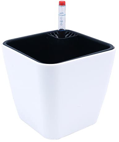 CENPEK Fioriera in plastica autoirrigante da 13 cm, con indicatore del livello dell'acqua, bianco opaco, vaso decorativo moderno per piante da appartamento, erbe, aloe, violette africane, piante